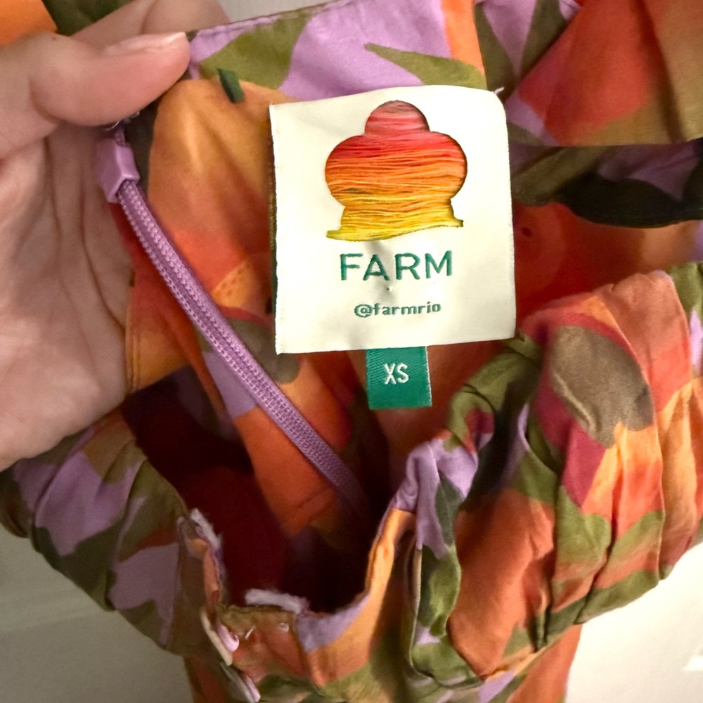 FARM Rio Orange and Pink Floral Midi Dress - Picture 2 of 5